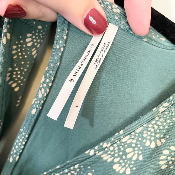 Anthropologie Women's V-neck Weekend Sleep Lounge Jogger Jumpsuit Green Large - Picture 8 of 11